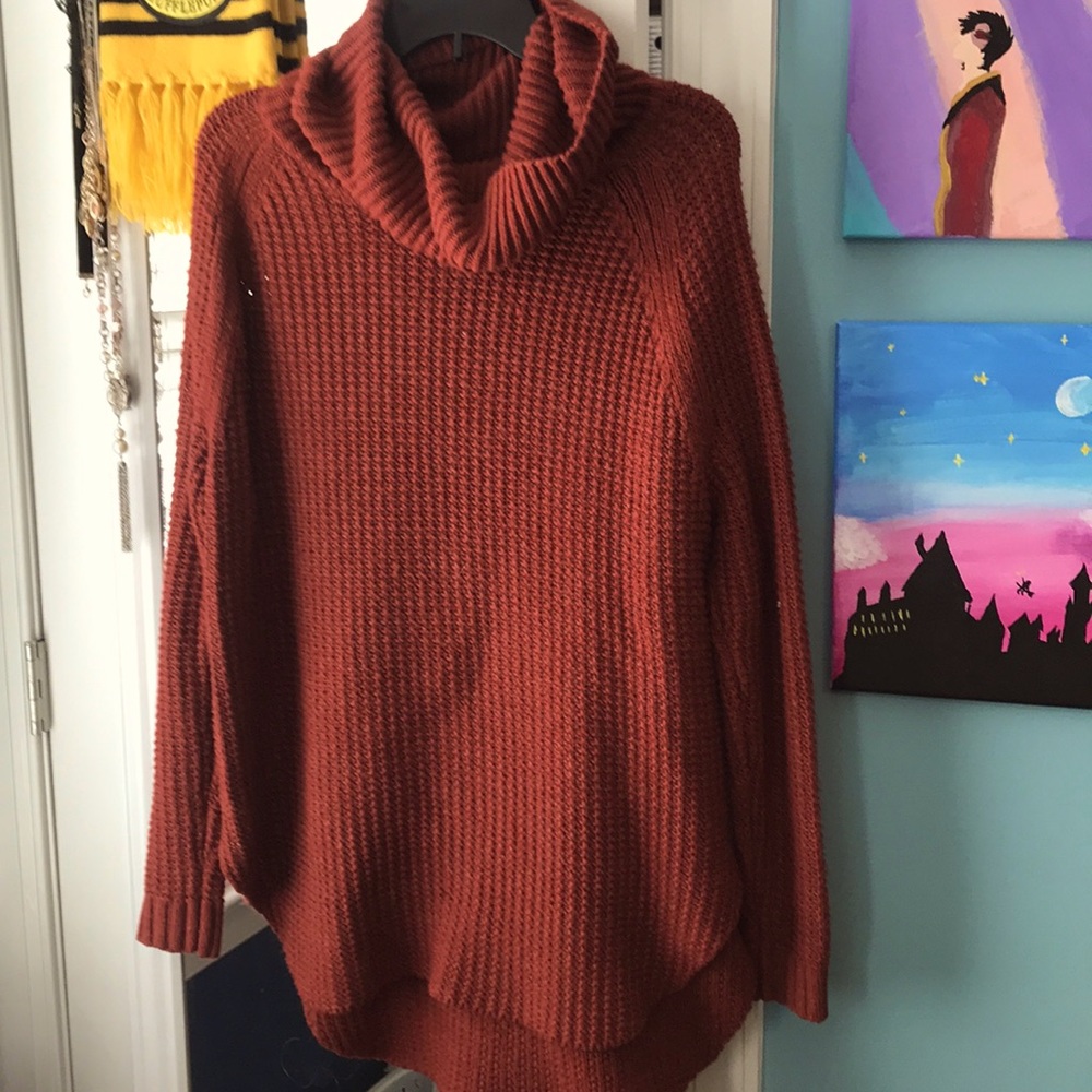 Long turtle-neck sweater